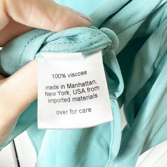 Rachel Comey Veracity Teal Blue V Neck Long Sleeve Blouse Viscose Women’s Size 8 - Picture 10 of 13